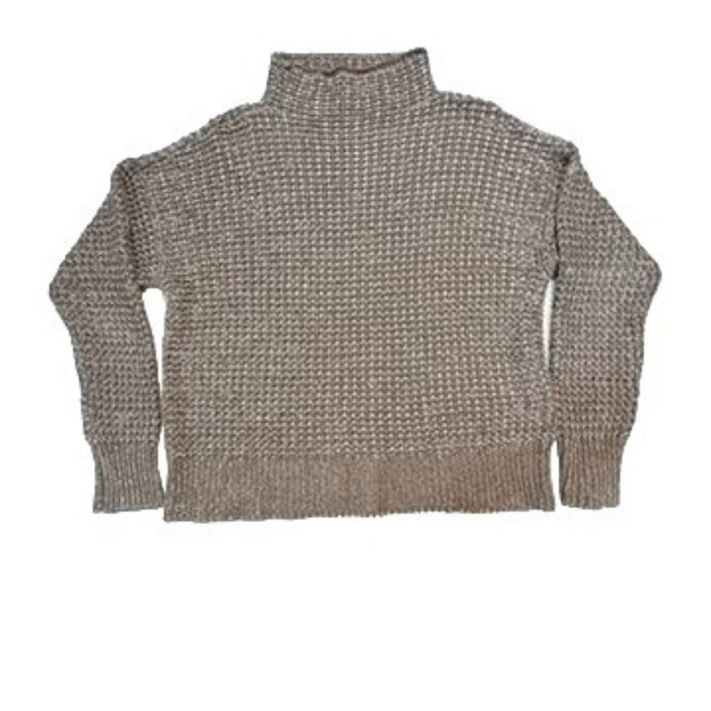 American Eagle Wool Blend High Neck Sweater Women Small Brown/Beige Lagenlook